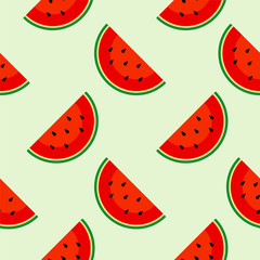 Watermelons pattern. Seamless vector background. Watermelon slices vector pattern.. for fabric, drawing labels, print on t-shirt, wallpaper of children's room, fruit background. Vector summer seamless