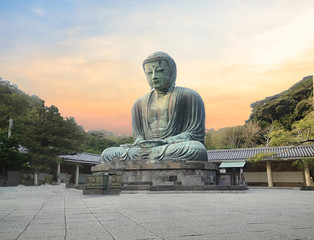 Great Buddha of Kamakura or Kamakura Daibutsu is a large bronze statue of Amida Buddha sits in the open air at Kotoku-in Temple that a World Heritage Site by UNESCO.