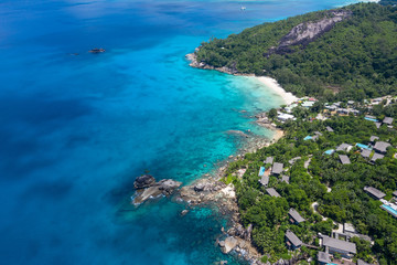Anse Soleil beach drone view Mahe Seychelles 