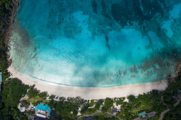 Anse Petit beach drone view Seychelles Mahe Island