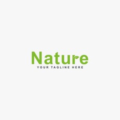 Nature text logo design vector. Letter natural illustration symbol. Green leaf vector icon.