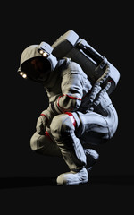 3d Illustration Astronaut pose against isolated on black background with clipping path.