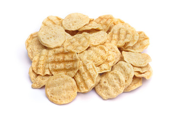 sweets, Snack, crackers, pile of cookies isolated on white background - with clipping path.