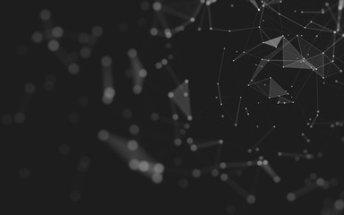 Abstract background. Molecules technology with polygonal shapes, connecting dots and lines. Connection structure. Big data visualization.
