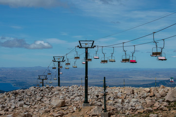 Chairlifts at the sky mountain in summer