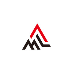 letter ml triangle arrow geometric logo vector