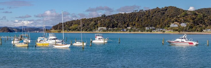 Fototapeta na wymiar Paihia harbour panorama, Bay of Islands, New Zealand