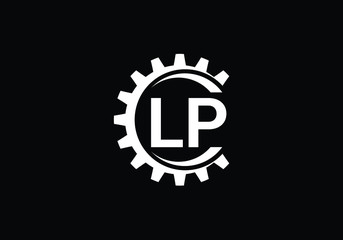 Industrial Logo Featuring Initials L P Inside a Gear Symbolic of Mechanical Engineering and Manufacturing Processes