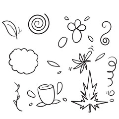 doodle flower plant leaves illustration vector hand drawn style