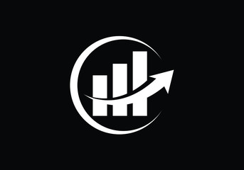 Financial Growth Visualization Upward Arrow Graph with Circular Border Symbolizing Investment and Market Success