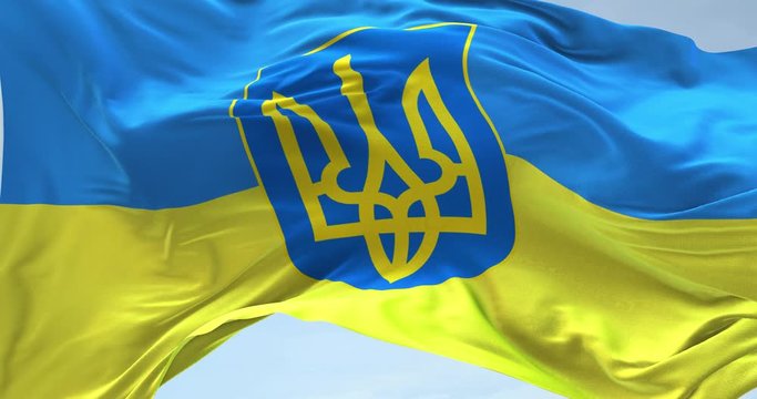 Ukraine gerb velvet cloth  Flag Waving light version  loop  4K