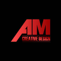 Letter AM simple logo icon design vector