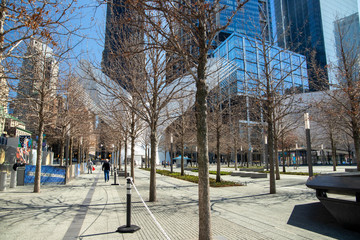 Park with trees near World Trade Center 