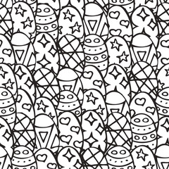 Hand drawn pattern with easter eggs. Doodle. Coloring. Vector illustration. EPS 10