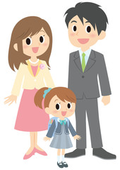 Obraz na płótnie Canvas 入学式の女子と両親