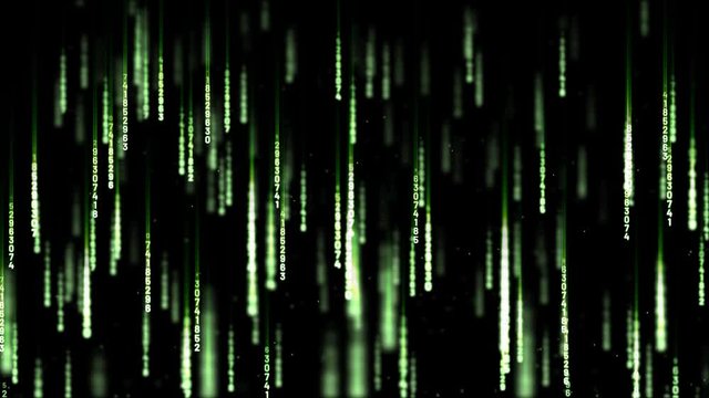 Numbers Falling Through Camera