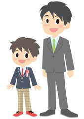 入学式の男子と父親