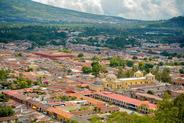Antigua Guatemala view, volcano as background.