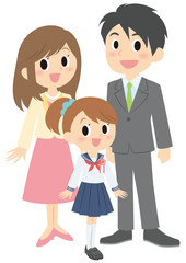 Obraz na płótnie Canvas 入学式の女子と両親