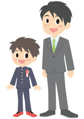 Obraz na płótnie Canvas 入学式の男子と父親