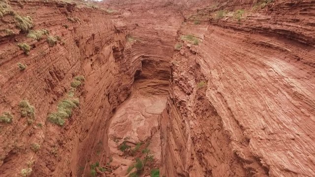 Aerial view Garganta del diablo in Quebrada de las Conchas, Cafayate, Salta, Argentina.