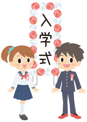 中学校入学式の男女