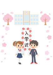 中学校入学式の男女