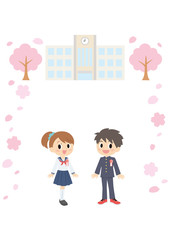 中学校入学式の男女