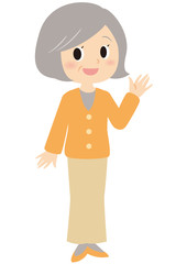 手を振るおばあちゃん