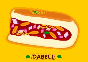 Dabeli Gujarati indian Street Food Vector