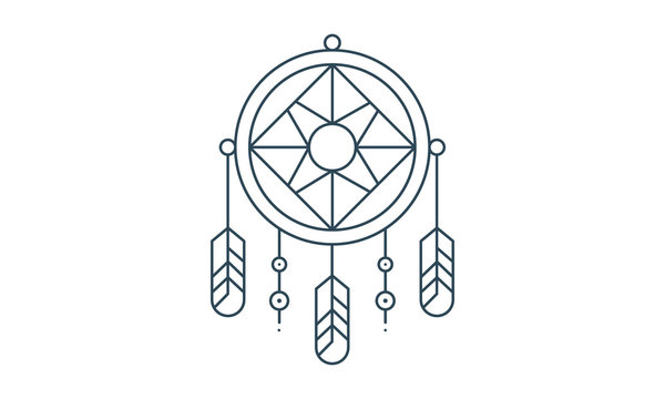 Dream Catcher Icon In Line And Pixel Perfect Style. Dream Catcher