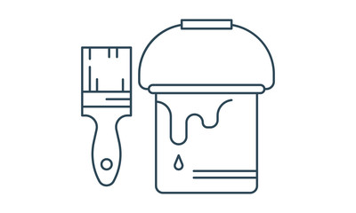 Paint bucket icon in flat style for art and home improvement