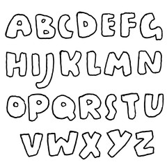 Handdrawn pen contours bold font. Modern grunge lettering. Vector illustration.