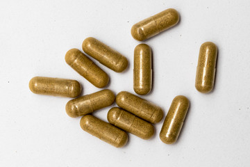 Slow release capsules on a white