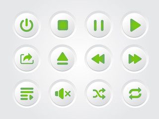 Vector isolated music player green gradient interface design icon collection