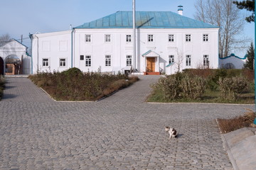 Rector’s corps (1794-1796) at the entrance to the Transfiguration Monastery in Yeniseysk. Krasnoyarsk region. Russia.