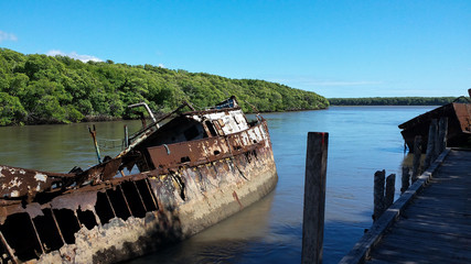 old boat in the sea