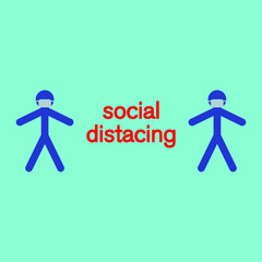 Virus Corona Illustration and Attention for Social Distancing