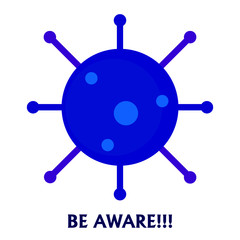 Virus Corona Illustration and Attention for Social Distancing