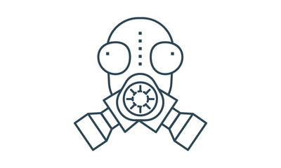 Gas mask icon for safety and protective equipment