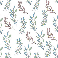 Texture with flowers and plants. Floral ornament. Original flowers pattern.