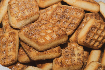 Rhombus shape cookies. pastry close up. tasty biscuits background