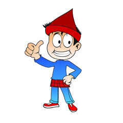 Happy smiling man character showing okay sign. Vector flat illustration, Cute cartoon boy, food mascot