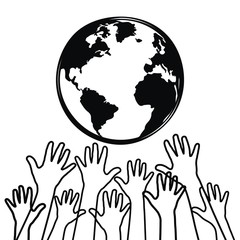 Planet earth and the hands of people