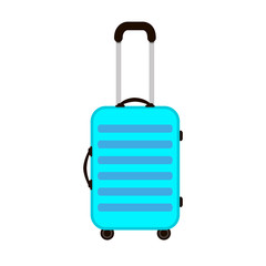 Blue Travel Suitcases. Time to travel. Trip to World. Vacation. Holidays. Travel banner. Modern flat design. Colorful.