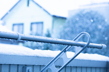 物干し、ベランダ、洗濯、天気、雪
