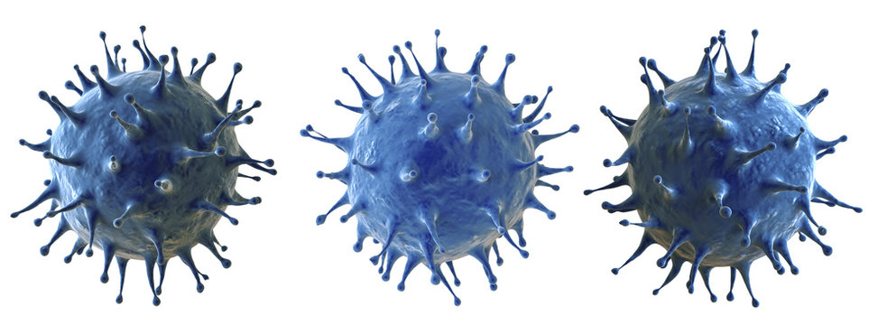 Blue Coronavirus Cell Or Covid-19 Cell