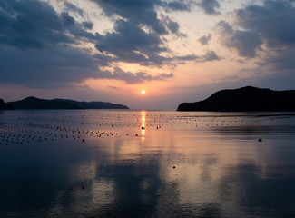 Sun setting over the Pacific south of Uwajima - Ehime prefecture, Japan