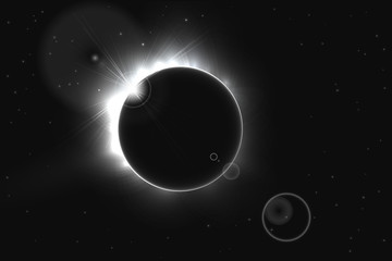 Abstract black and white sun eclipse, vector illustration