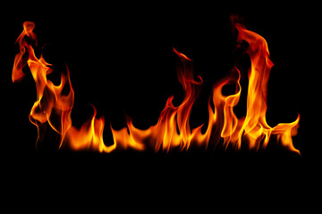 Fire flame burn on a black background.